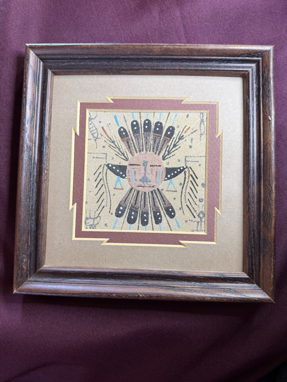 Navajo Sand Painting by Debbie Nez Certificate of Authenticity 7x7 Framed